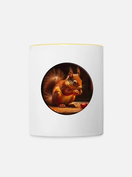 Eichhörnchen sind kuschelige Nagetiere - Tasse zweifarbig - Weiß/Gelb