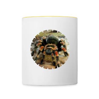 La tarentule à genoux rouges comme animal de compagnie - Mug contrasté - blanc/jaune - Devant