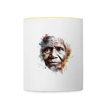 Aborigines, the indigenous people of Australia - Contrasting Mug - white/yellow - Front