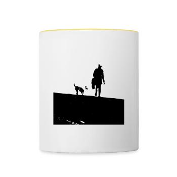A Walk with my dog - Promenade avec le chien - Mug contrasté - blanc/jaune - Devant