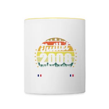 14 Ans Anniversaire Vintage Né en juillet 2008 - Mug contrasté - blanc/jaune - Devant