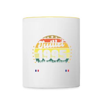 27 Ans Anniversaire Vintage Né en juillet 1995 - Mug contrasté - blanc/jaune - Devant