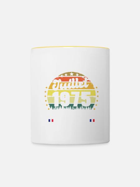 47 Ans Anniversaire Vintage Né en juillet 1975 - Mug contrasté - blanc/jaune