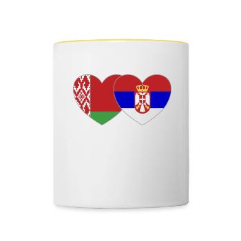 Biélorussie Serbie Drapeau Cœur - Mug contrasté - blanc/jaune - Devant