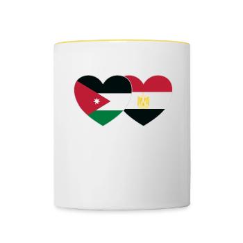 Jordanie Egypte Drapeau Coeur - Mug contrasté - blanc/jaune - Devant