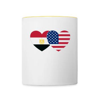 Egypt USA Flag Heart - Contrasting Mug - white/yellow - Front