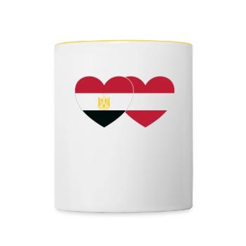 Egypte Autriche Drapeau Coeur - Mug contrasté - blanc/jaune - Devant