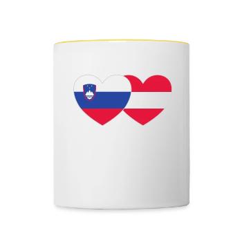 Slowenien Österreich Flagge Herz - Tasse zweifarbig - Weiß/Gelb - Vorne