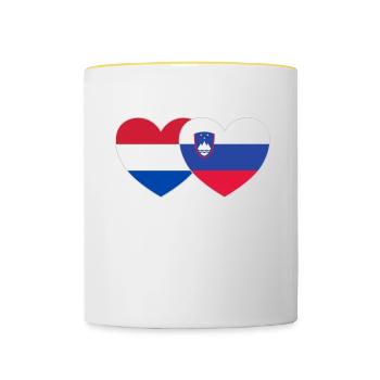 Hollande Slovénie Drapeau Cœur - Mug contrasté - blanc/jaune - Devant