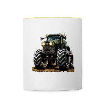Travail précis et efficace avec les gros tracteurs - Mug contrasté - blanc/jaune - Devant