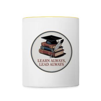Apprendre toujours, diriger toujours - Mug contrasté - blanc/jaune - Devant