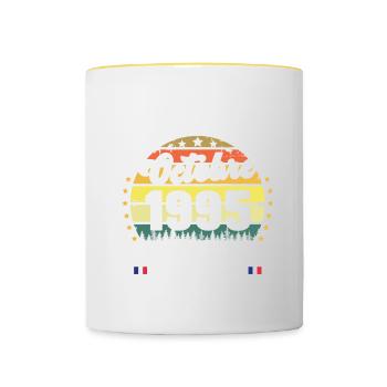 27 Ans Anniversaire Vintage Né en Octobre 1995 - Mug contrasté - blanc/jaune - Devant