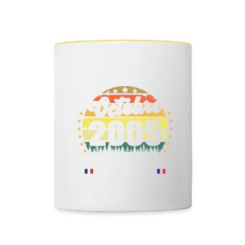 17 Ans Anniversaire Vintage Né en Octobre 2005 - Mug contrasté - blanc/jaune - Devant