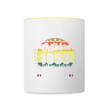 69 Ans Anniversaire Vintage Né en Octobre 1953 - Mug contrasté - blanc/jaune - Devant
