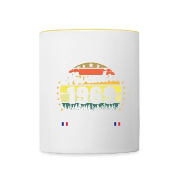 53 Ans Anniversaire Vintage Né en Novembre 1969 - Mug contrasté - blanc/jaune - Devant