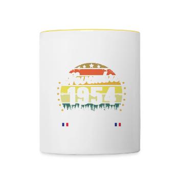 68 Ans Anniversaire Vintage Né en Novembre 1954 - Mug contrasté - blanc/jaune - Devant
