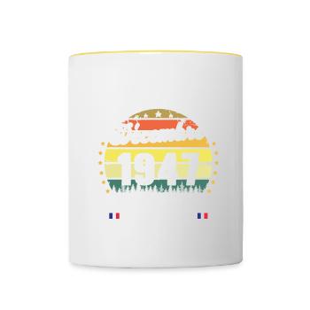 75 Ans Anniversaire Vintage Né en Décembre 1947 - Mug contrasté - blanc/jaune - Devant