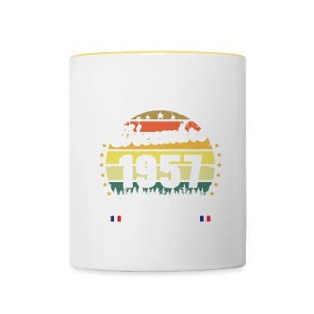 65 Ans Anniversaire Vintage Né en Décembre 1957 - Mug contrasté - blanc/jaune - Devant