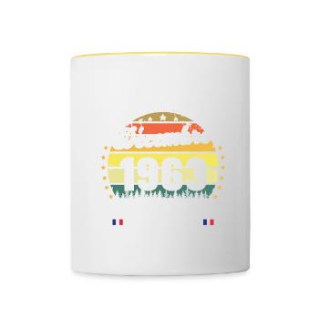 59 Ans Anniversaire Vintage Né en Décembre 1963 - Mug contrasté - blanc/jaune - Devant