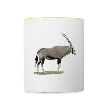 Oryx, the South African chamois buck - Contrasting Mug - white/yellow - Front