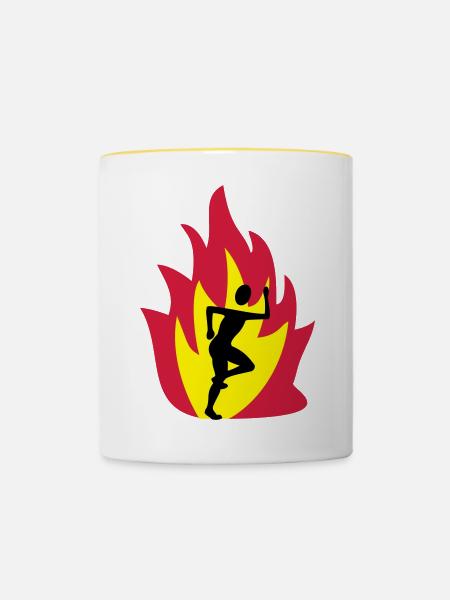 Läufer Flamme - Tasse zweifarbig - Weiß/Gelb