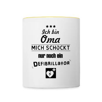coole Oma - Tasse zweifarbig - Weiß/Gelb - Vorne