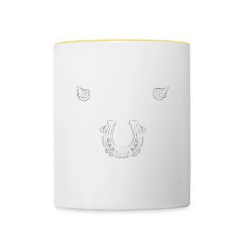 Engel mit Hufen - Pferde Motiv - Tasse zweifarbig - Weiß/Gelb - Vorne