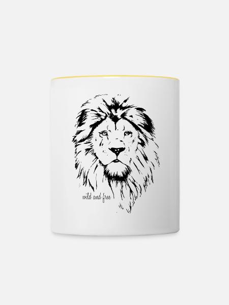Löwe - Tasse zweifarbig - Weiß/Gelb