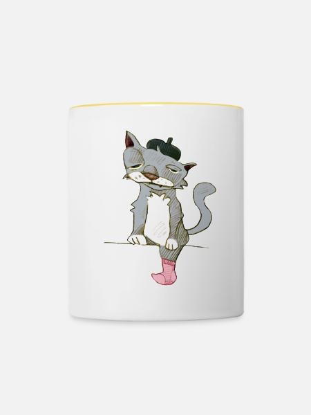 monsieur chat - Tasse zweifarbig - Weiß/Gelb