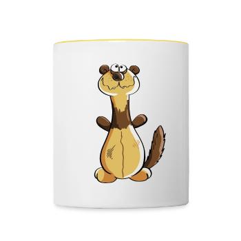 Naughty Ferret Comic - Cadeau - Polecat - Mug contrasté - blanc/jaune - Devant
