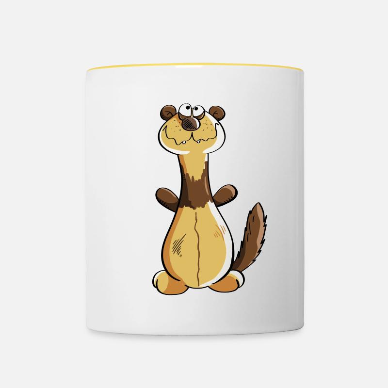 Naughty Ferret Comic - Cadeau - Polecat - Mug contrasté - blanc/jaune