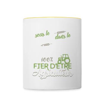 Fier d'être d'Agriculteur - Mug contrasté - blanc/jaune - Devant