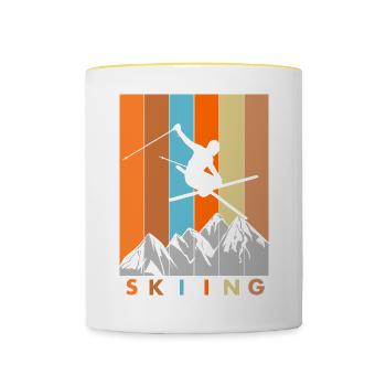 Vintage de ski - Mug contrasté - blanc/jaune - Devant