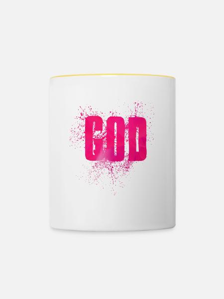 God - Tasse zweifarbig - Weiß/Gelb