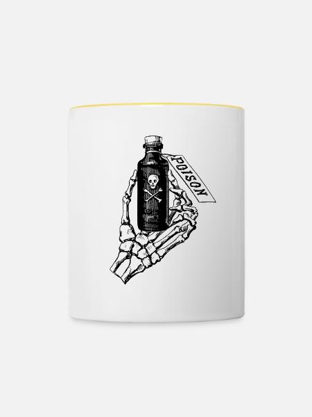 Skeletthand mit Gift - Tasse zweifarbig - Weiß/Gelb