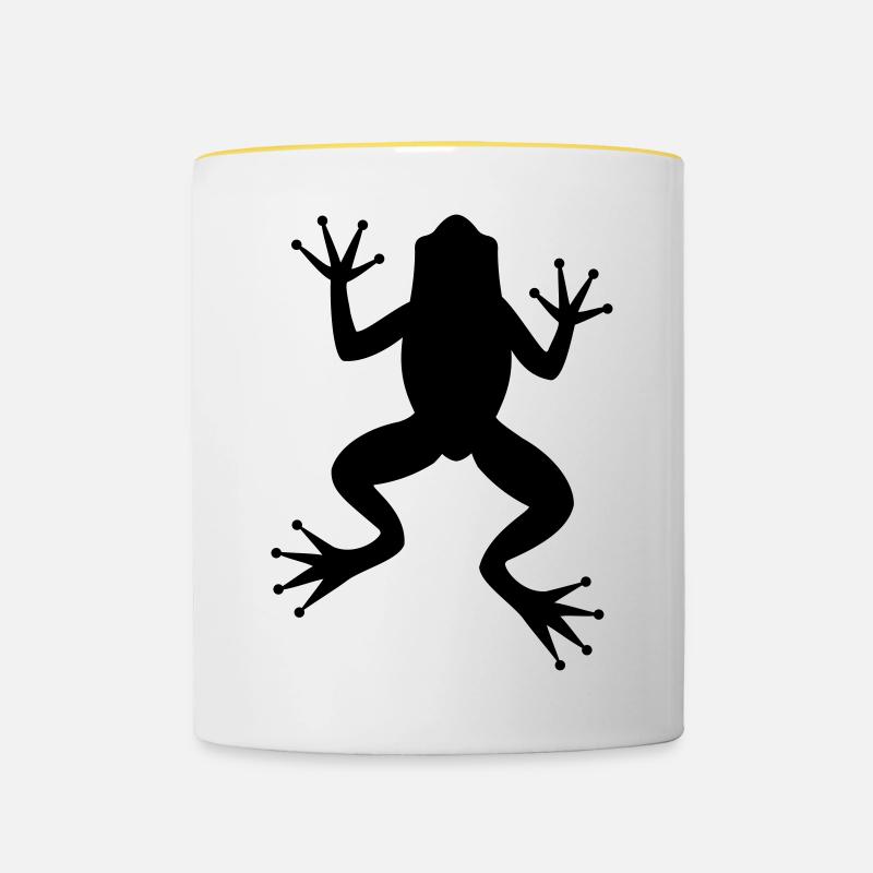 Frog toad tree frog silhouette - Contrasting Mug - white/yellow