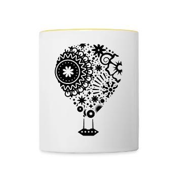 Un ballon à air chaud - Mug contrasté - blanc/jaune - Devant