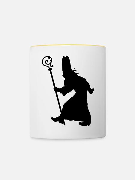 Sinterklaas mit Personal - Tasse zweifarbig - Weiß/Gelb