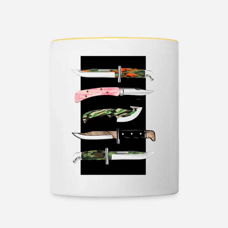 Couteau camouflage - Mug contrasté - blanc/jaune
