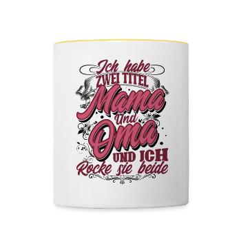Mama Oma - Tasse zweifarbig - Weiß/Gelb - Vorne