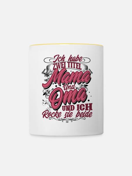 Mama Oma - Tasse zweifarbig - Weiß/Gelb