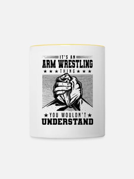 Armdrücker - Tasse zweifarbig - Weiß/Gelb