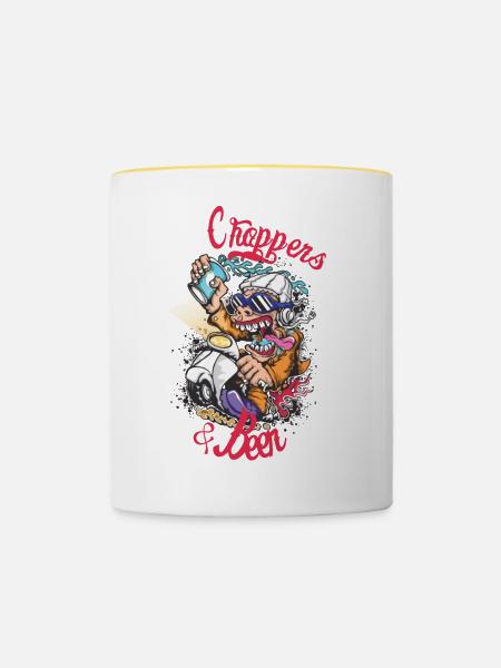 Choppers Crew Affe Roller - Tasse zweifarbig - Weiß/Gelb