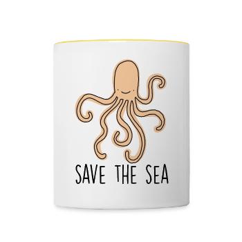 Save the sea - Octopus - Contrasting Mug - white/yellow - Front