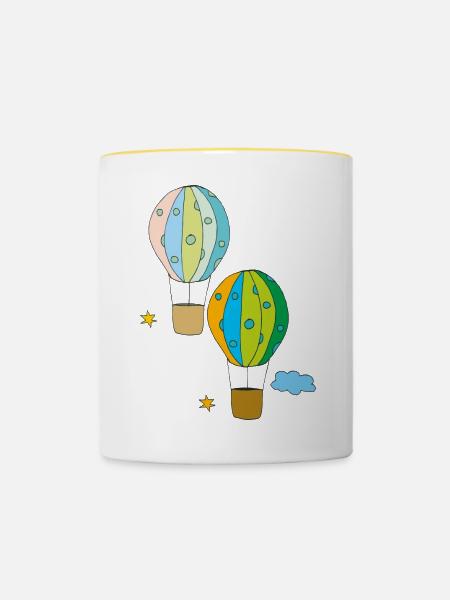 heissluftballon 2fach - Tasse zweifarbig - Weiß/Gelb