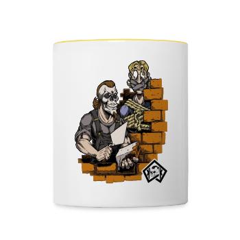 Maurer, Maurermeister, Handwerker, Bautechniker - Tasse zweifarbig - Weiß/Gelb - Vorne