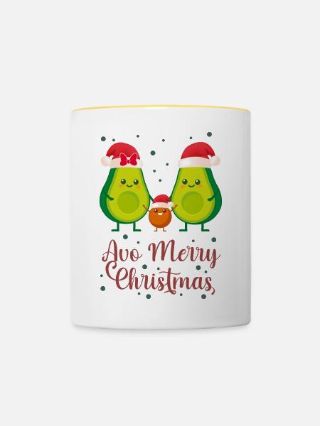Avocado Weihnachten 1 - Tasse zweifarbig - Weiß/Gelb