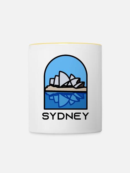 Sydney - Opernhaus - Tasse zweifarbig - Weiß/Gelb