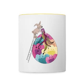 Easter & Easter Egg Colorful Illustration - Contrasting Mug - white/yellow - Front