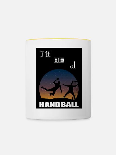 Ich werde bei Handball sein - Tasse zweifarbig - Weiß/Gelb
